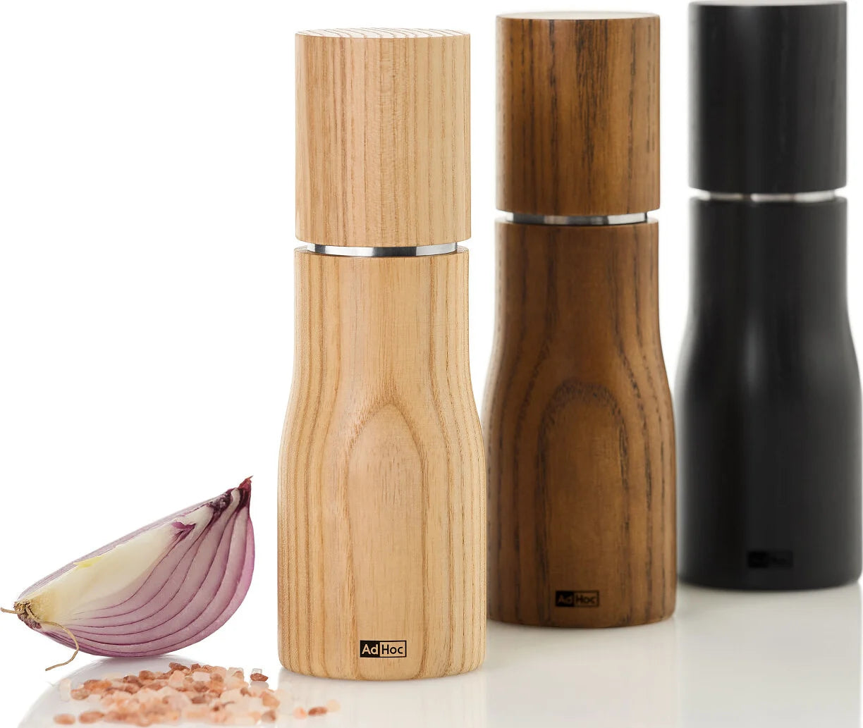 AdHoc Levo Salt & Pepper Mill – Nut Brown Ash Wood – 10.6" / 27 cm