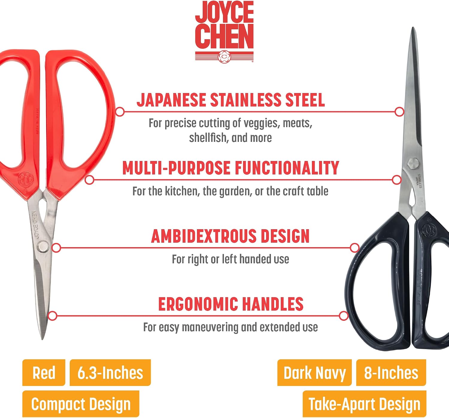 Joyce Chen Unlimited Scissors 2 Pack – Dark Navy & Red