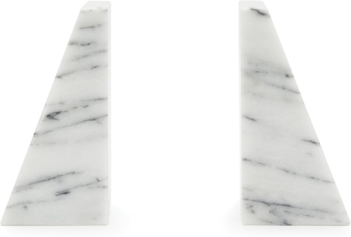 Fox Run White Marble Triangle Bookends, Set of 2