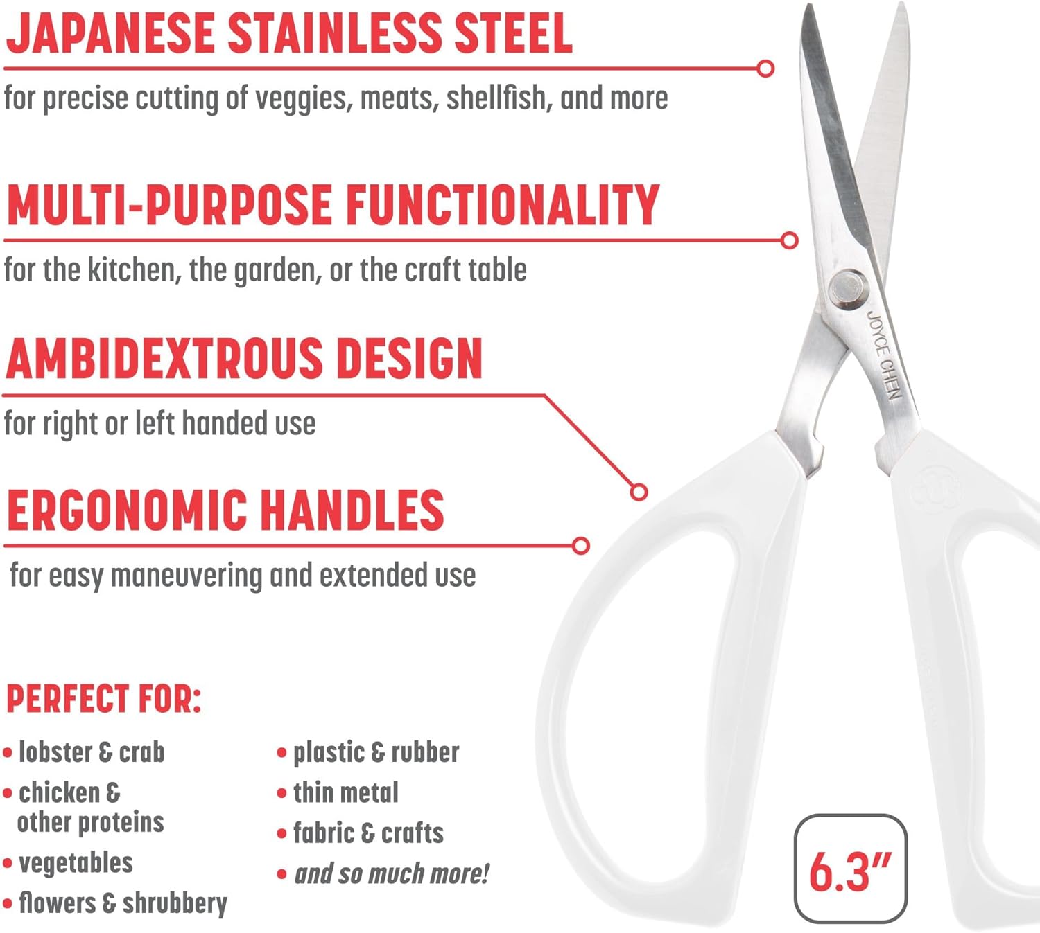 Joyce Chen Original Unlimited Kitchen Scissors – White – 2 Pack