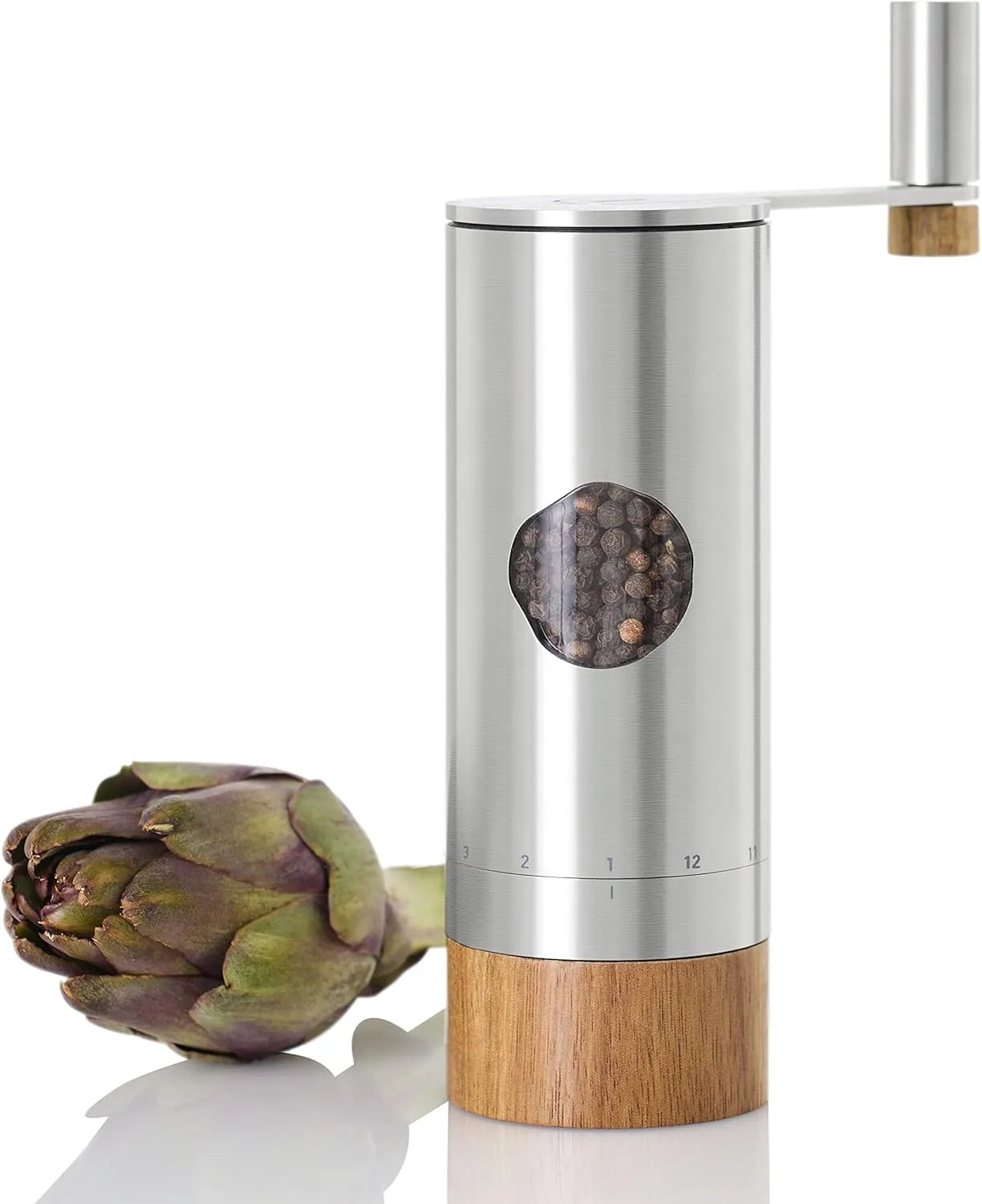 AdHoc PowerMill Stainless Steel Geared Handle Salt & Pepper Mill – 8" / 20 cm