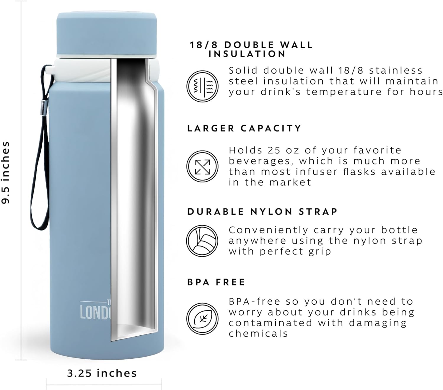 London Sip Tea Infuser Bottle – Blue Sunrise – 25 oz