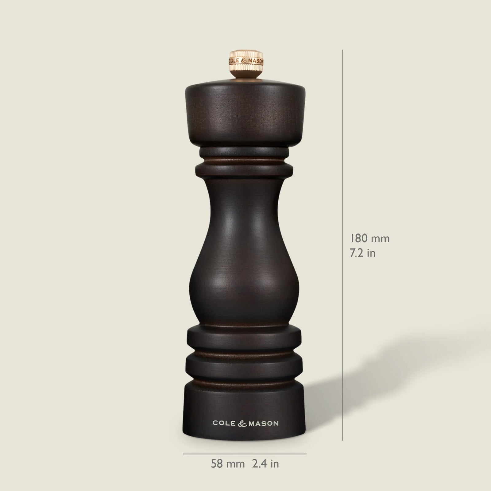 Cole & Mason London Collection Salt & Pepper Mill Gift Set – Chocolate Wood – 7" / 18 cm