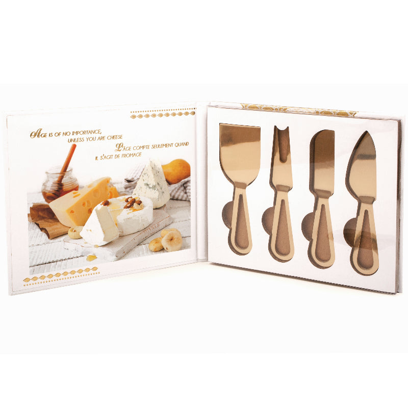 Natural Living Cheese Knife Set with Gold Finish