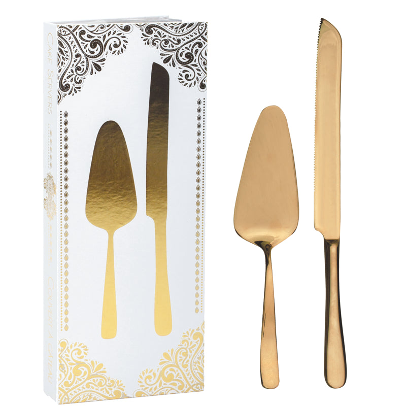 Natural Living Cake Serving Set with Gold Finish