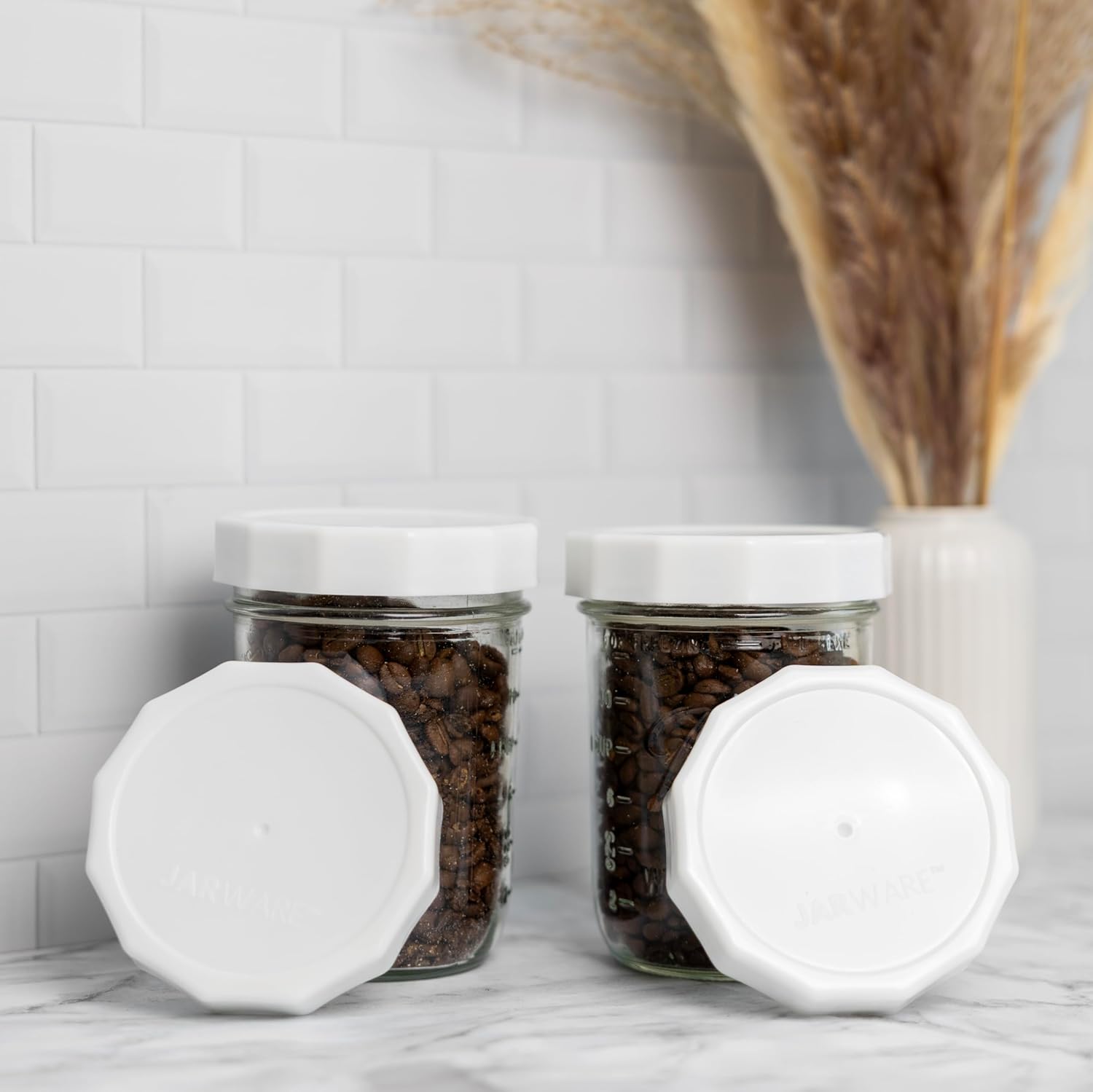 Jarware White Mason Jar Lids Set of 4