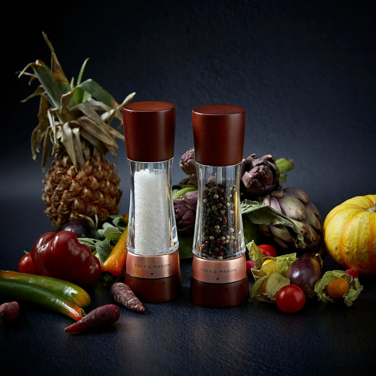 Cole & Mason Derwent Salt & Pepper Mill Gift Set – Chestnut Rose Gold – 7.5" / 19 cm