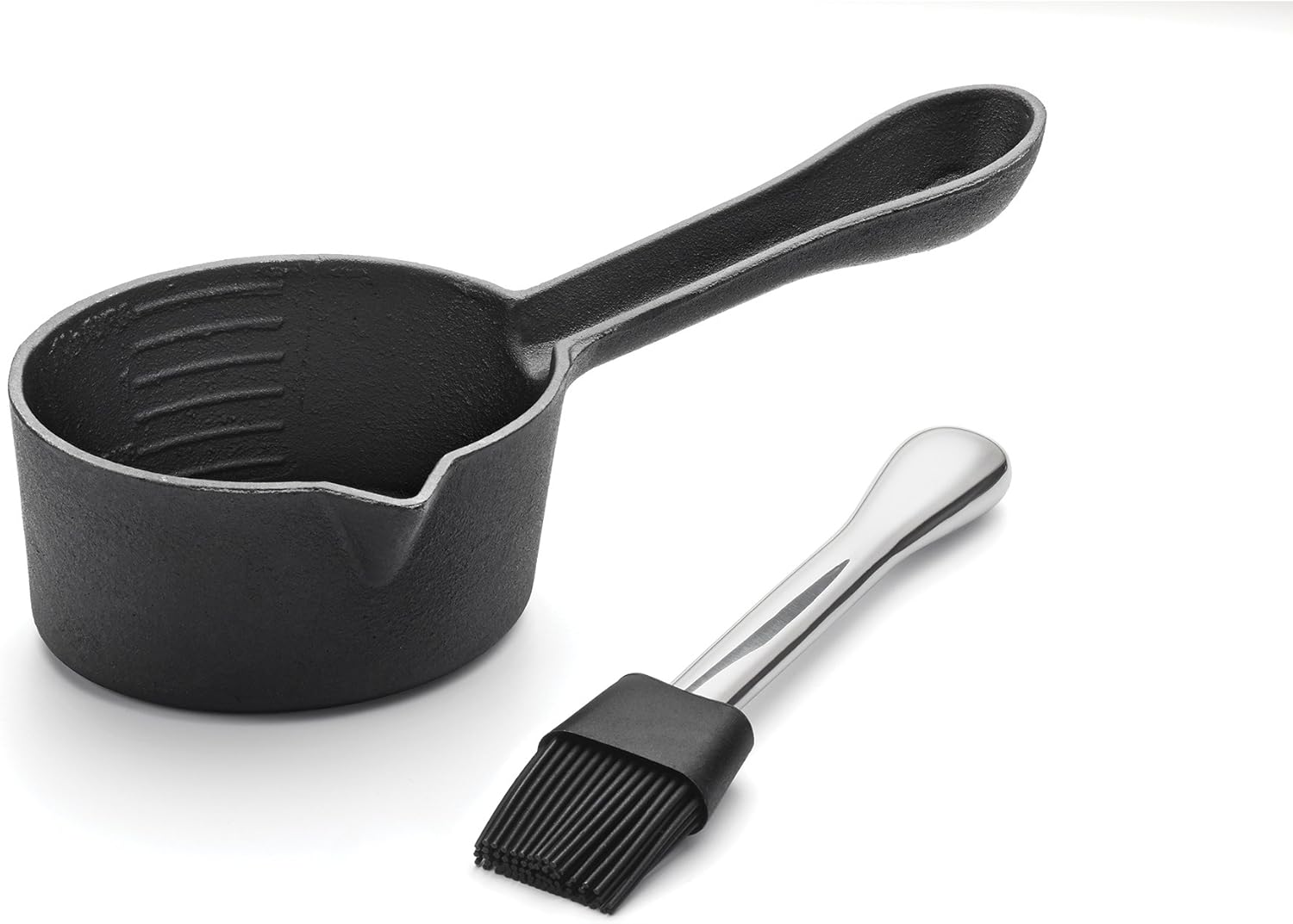 Outset Cast Iron Sauce Pot with Silicone Brush