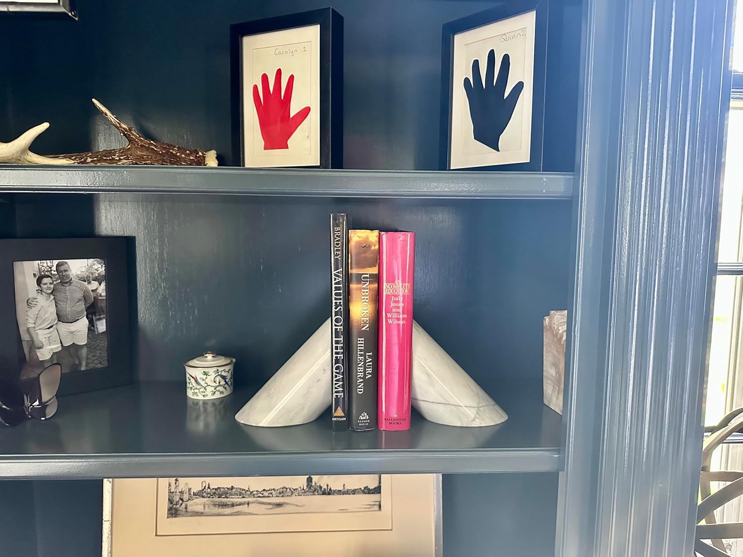 Fox Run White Angled Marble Bookends