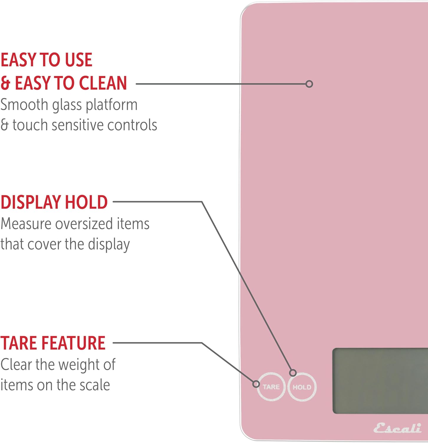 Escali Arti Classic Glass Digital Scale – Classic Pink