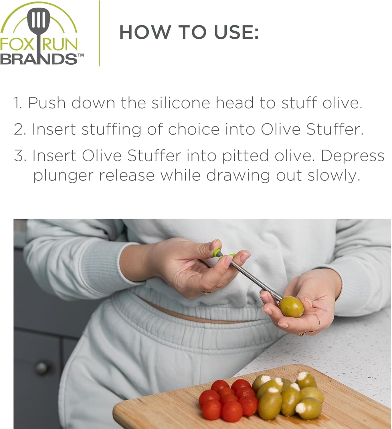 Fox Run Stainless Steel Olive Stuffer
