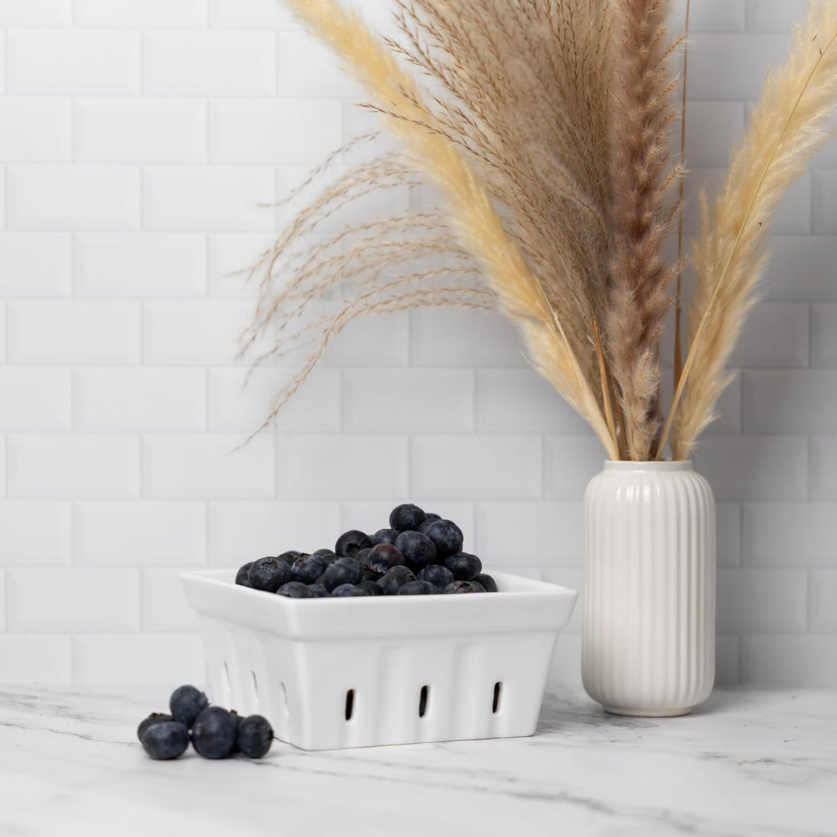 Fox Run Ceramic Berry Basket Set of 2 White