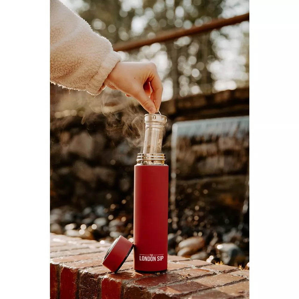 London Sip Tea Infuser Bottle – Red – 16 oz