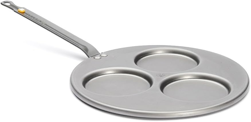 De Buyer Mineral B Element Steel 3-Blinis Pan – 27 cm
