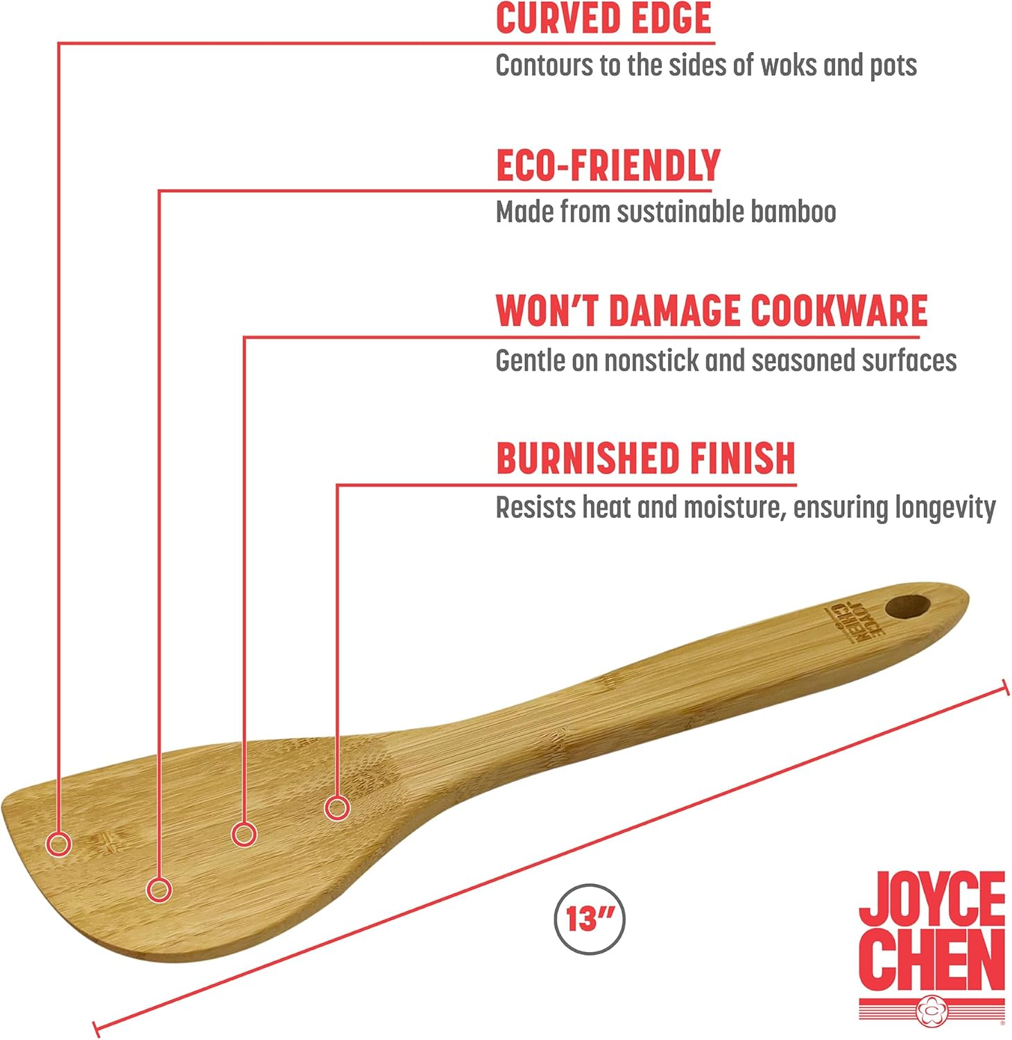 Joyce Chen Burnished Bamboo Wok Spatula – 15"