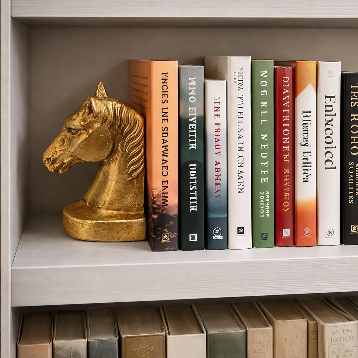 Fox Run Gold Horse Head Iron Bookends, Set of 2