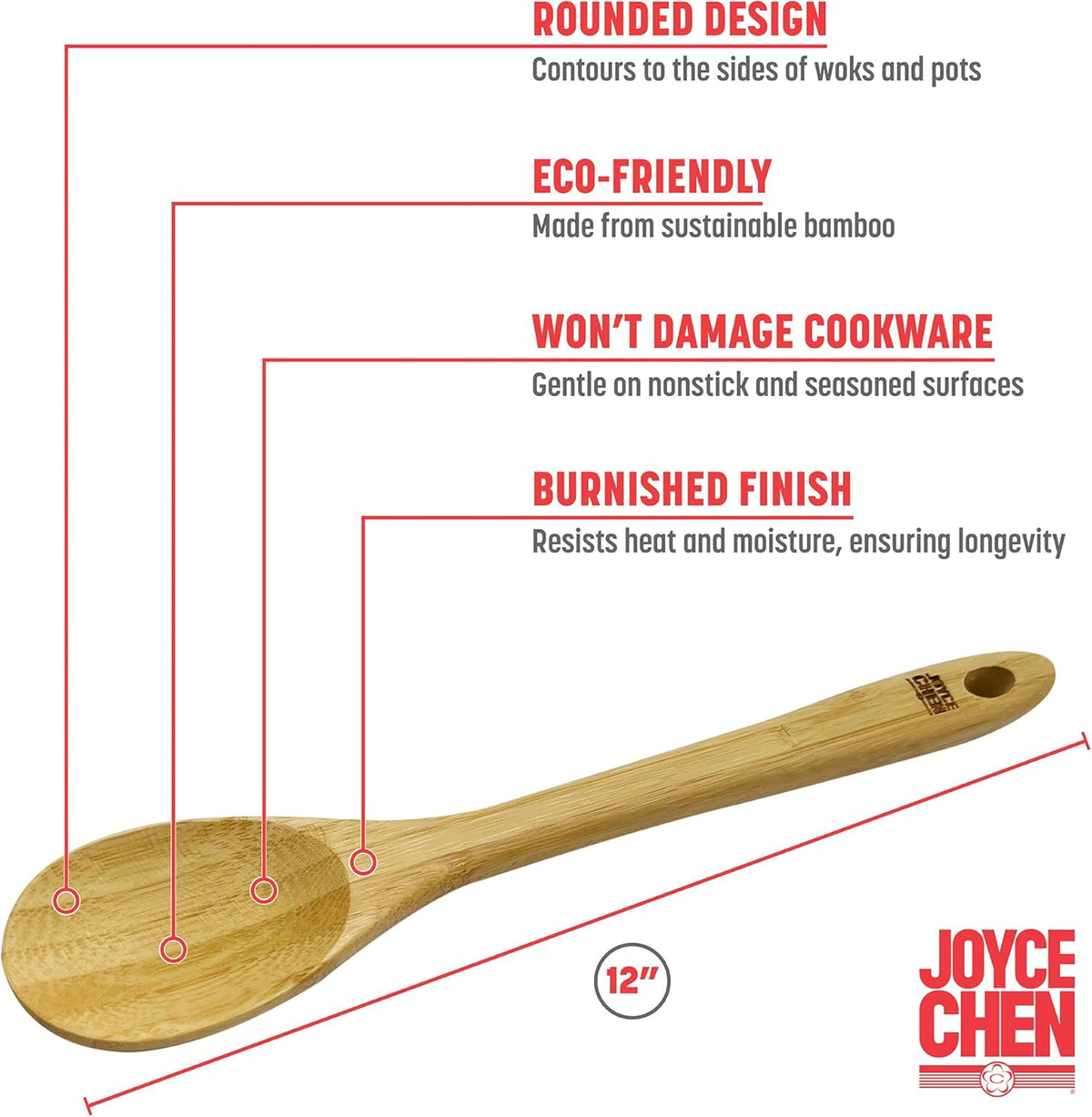 Joyce Chen Burnished Bamboo Mixing Spoon - 12"