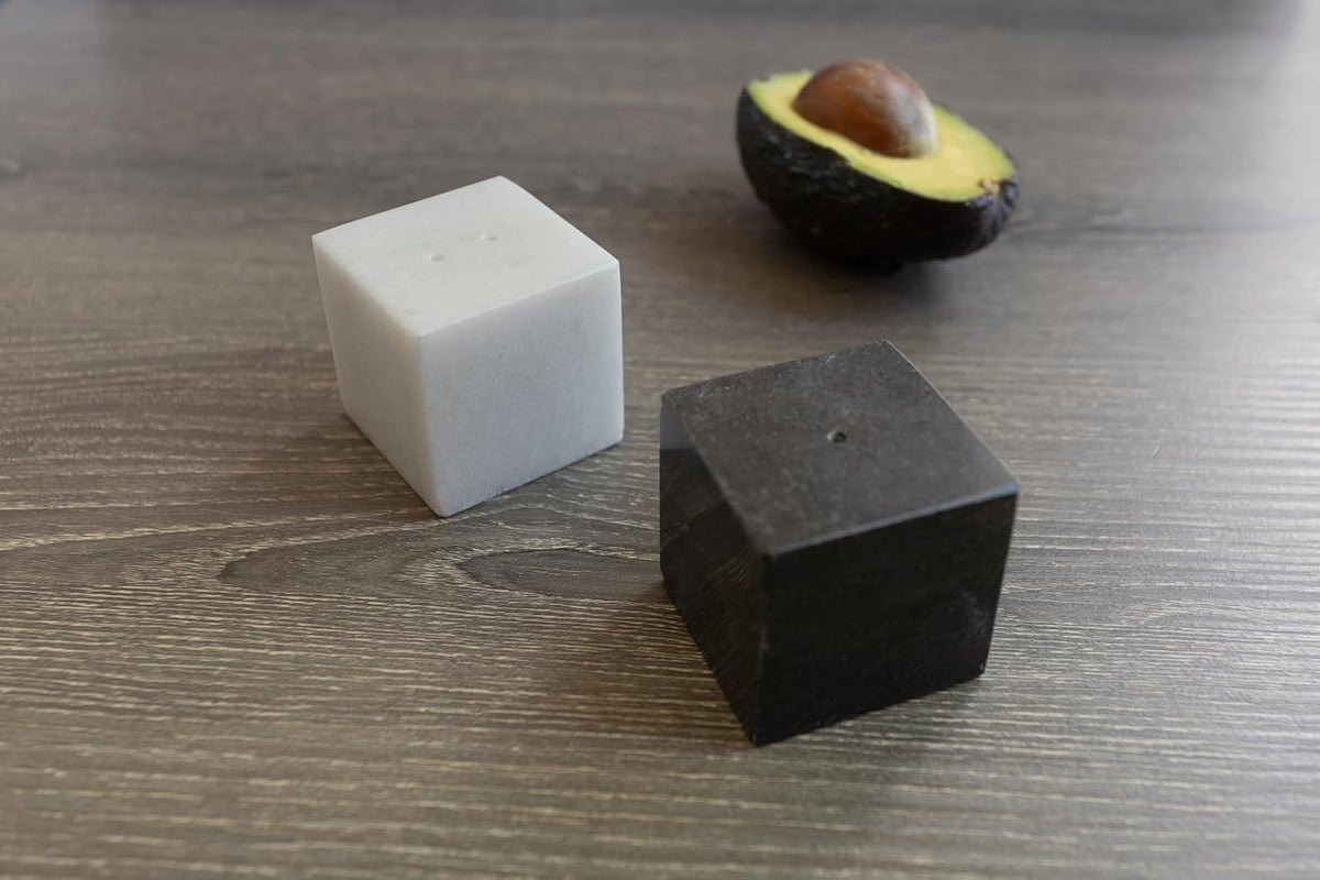 Fox Run Mini Marble Salt Shakers, Black & White Set