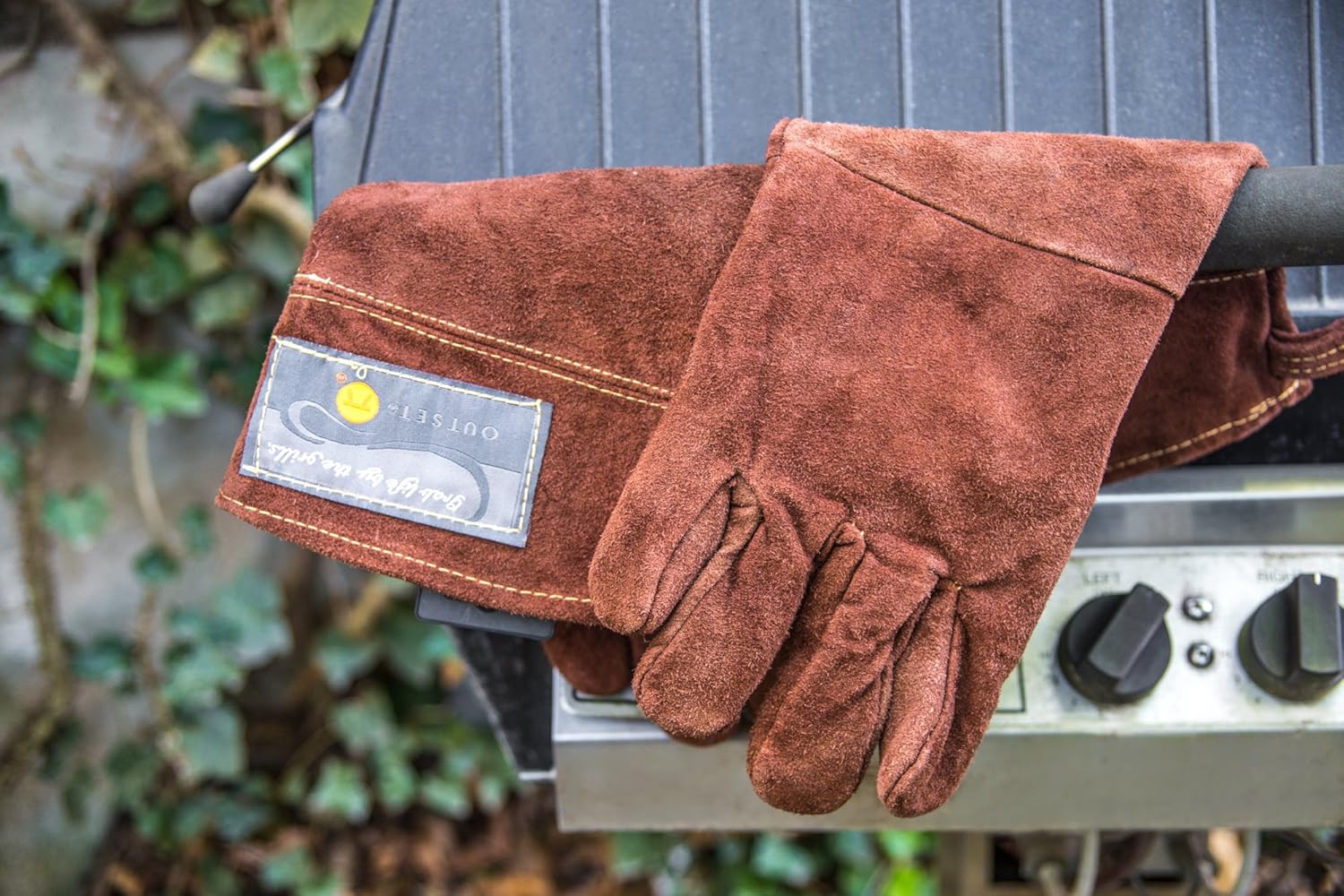 Outset Brown Leather Grill Gloves