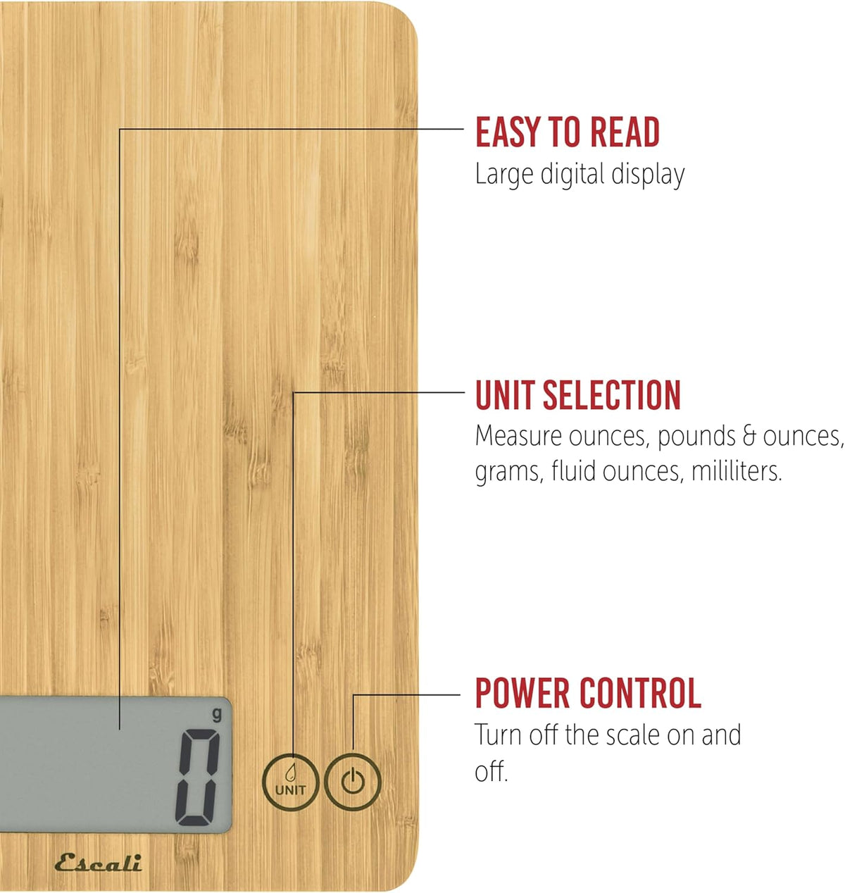 Escali Arti Digital Bamboo Kitchen Scale