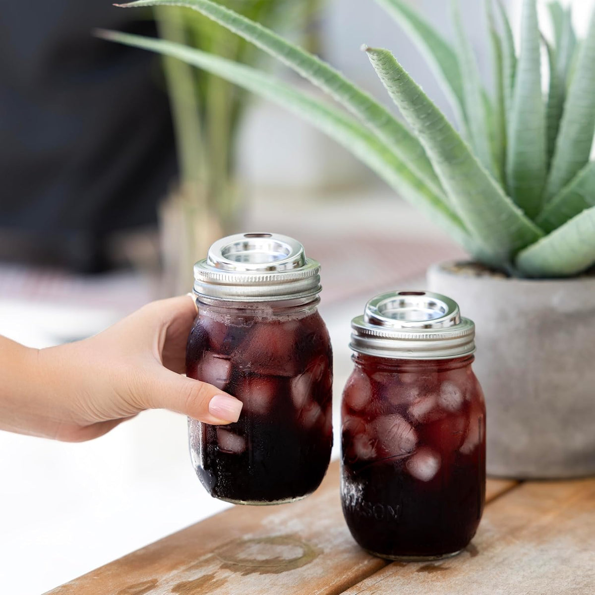 Jarware Stainless Steel Drink Lids Set of 2