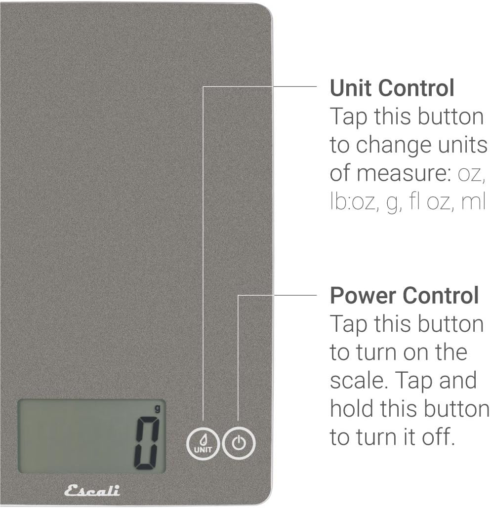 Escali Arti Digital Glass Kitchen Scale Gray Storm