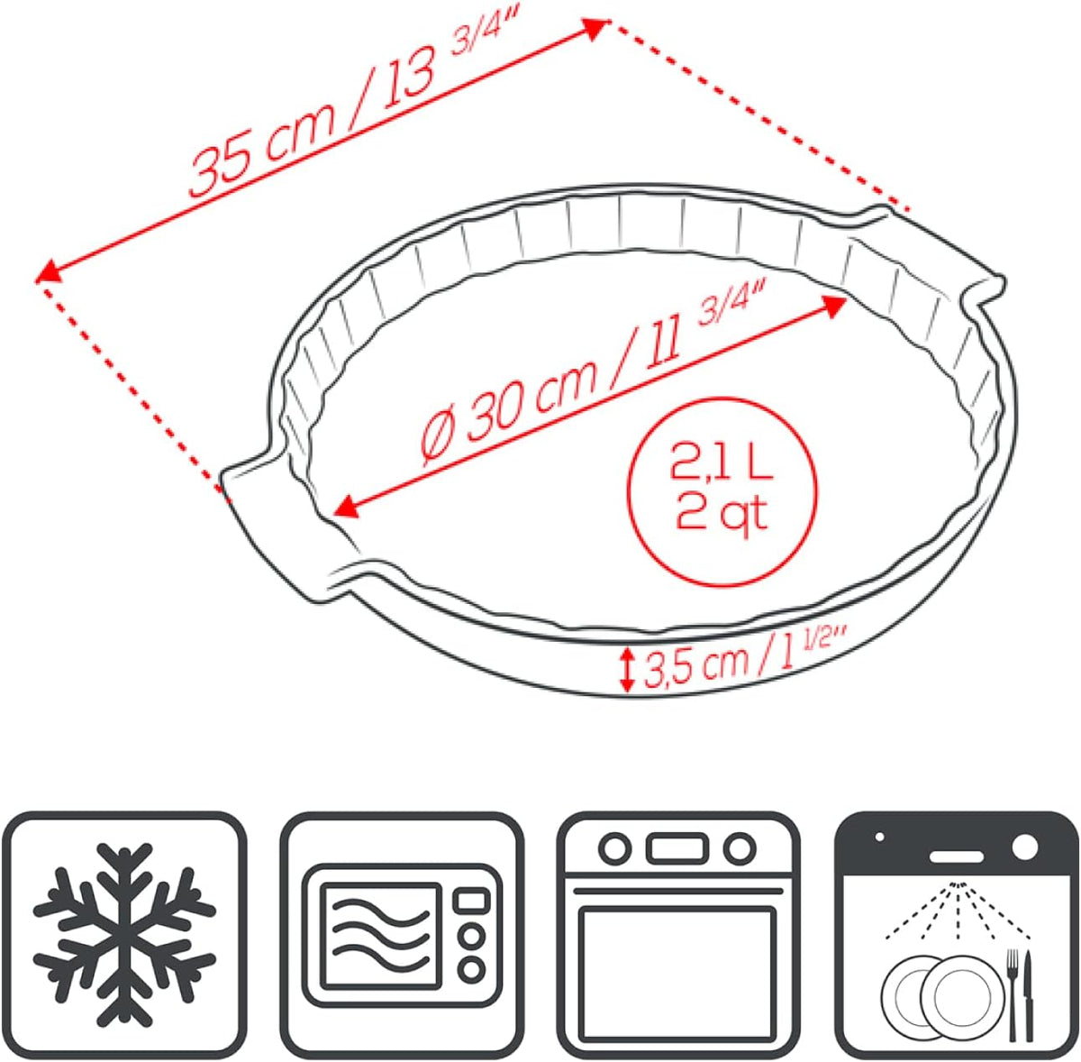 Peugeot Ceramic Tart Dish – Ecru – 30 cm