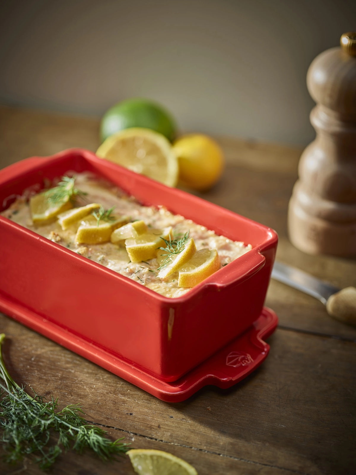 Peugeot Ceramic Terrine Dish & Press – Red – 21 cm