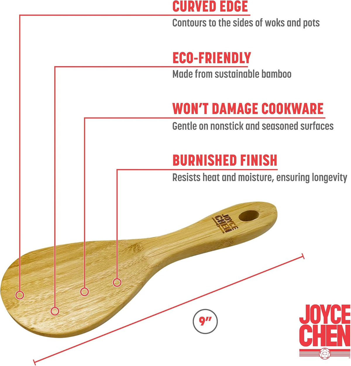 Joyce Chen Burnished Bamboo Rice Paddle – 9"