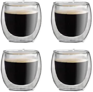Cuisinox Double-Walled Glass Espresso Cup Set – 104ml, Set of 4 by Kitchen Niche