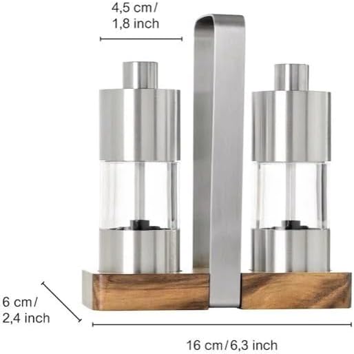 AdHoc Menage Classic Salt and Pepper Mill Set – 6.3" / 16 cm
