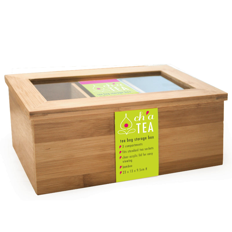 Danesco CH'A TEA Tea Bag Organizer Bamboo
