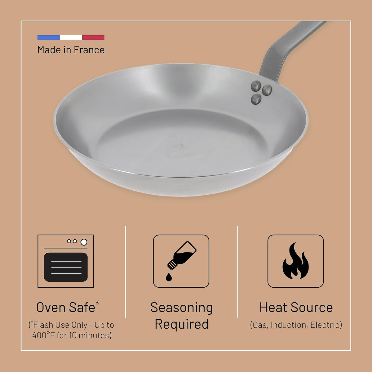 De Buyer Mineral B Element Round Steel Fry Pan – 20 cm