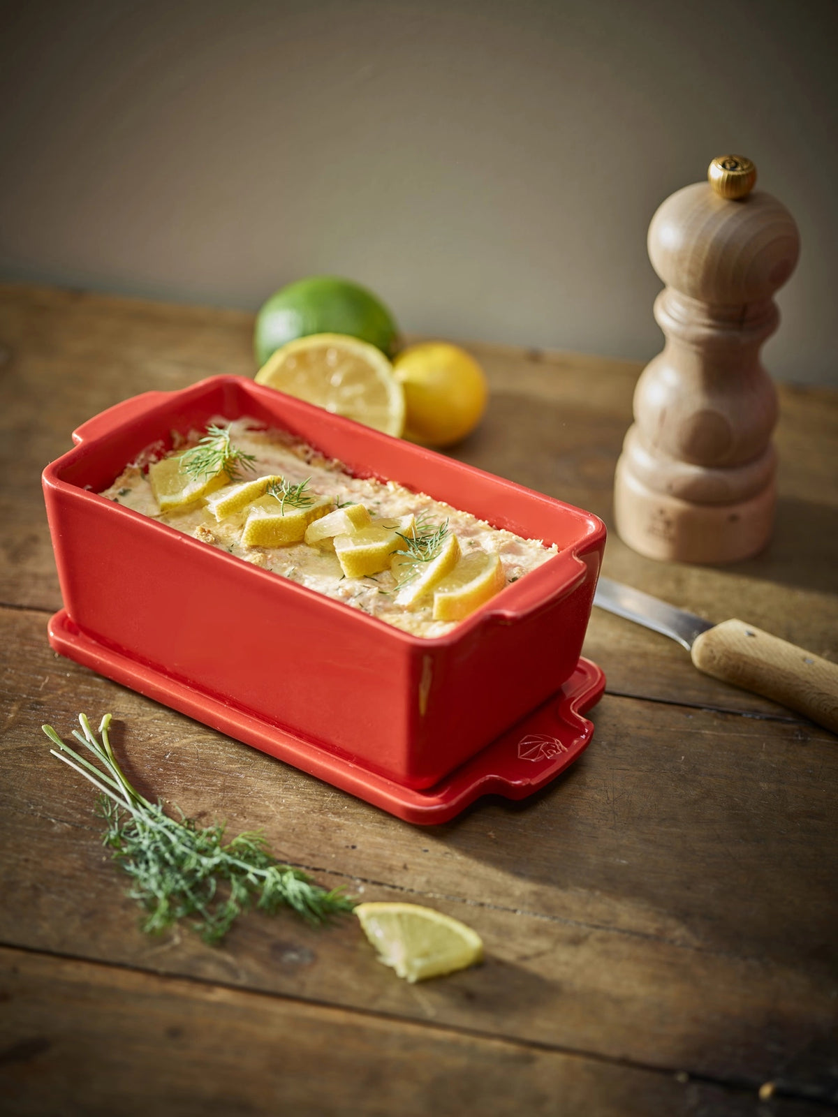 Peugeot Ceramic Terrine Dish & Press – Red – 21 cm