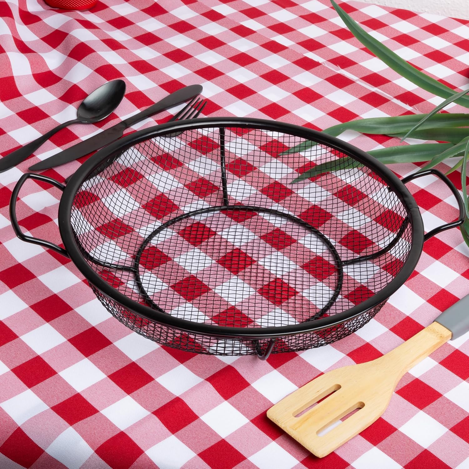 Outset Non-Stick Round Shallow Grill Basket