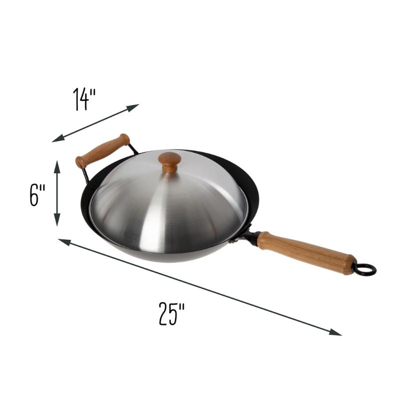 Joyce Chen Professional Series 14-Inch Carbon Steel Excalibur Nonstick Flat-Bottom Wok Set Joyce Chen by Kitchen Niche