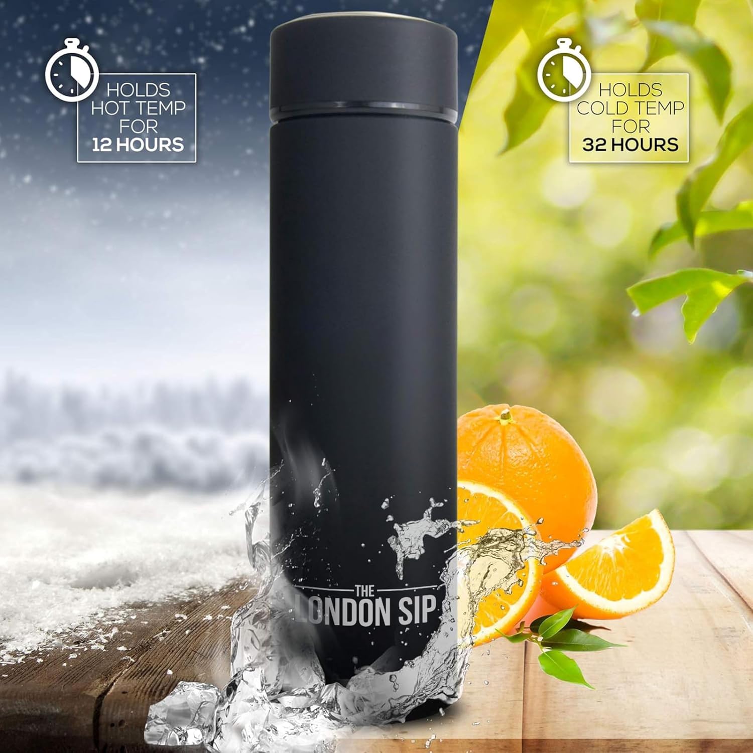London Sip Tea Infuser Bottle – Black – 16 oz