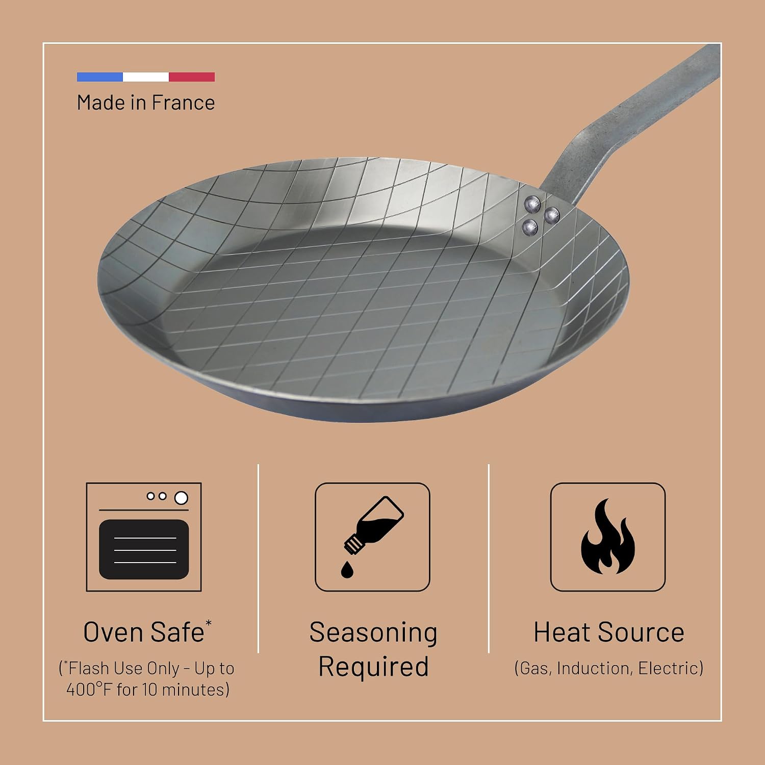 De Buyer Mineral B Steel Steak Fry Pan – 24 cm