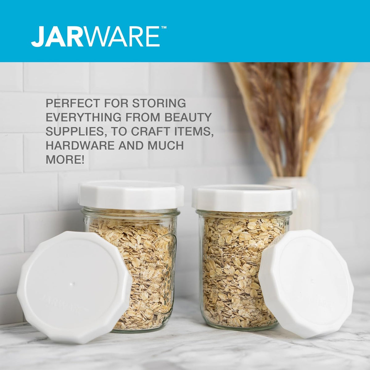 Jarware White Mason Jar Lids Set of 4