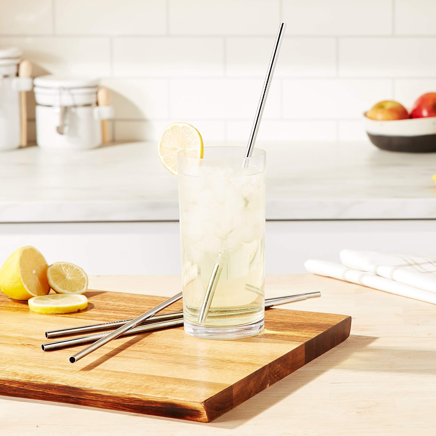 Outset Stainless Steel Long Straw with Natural Bag