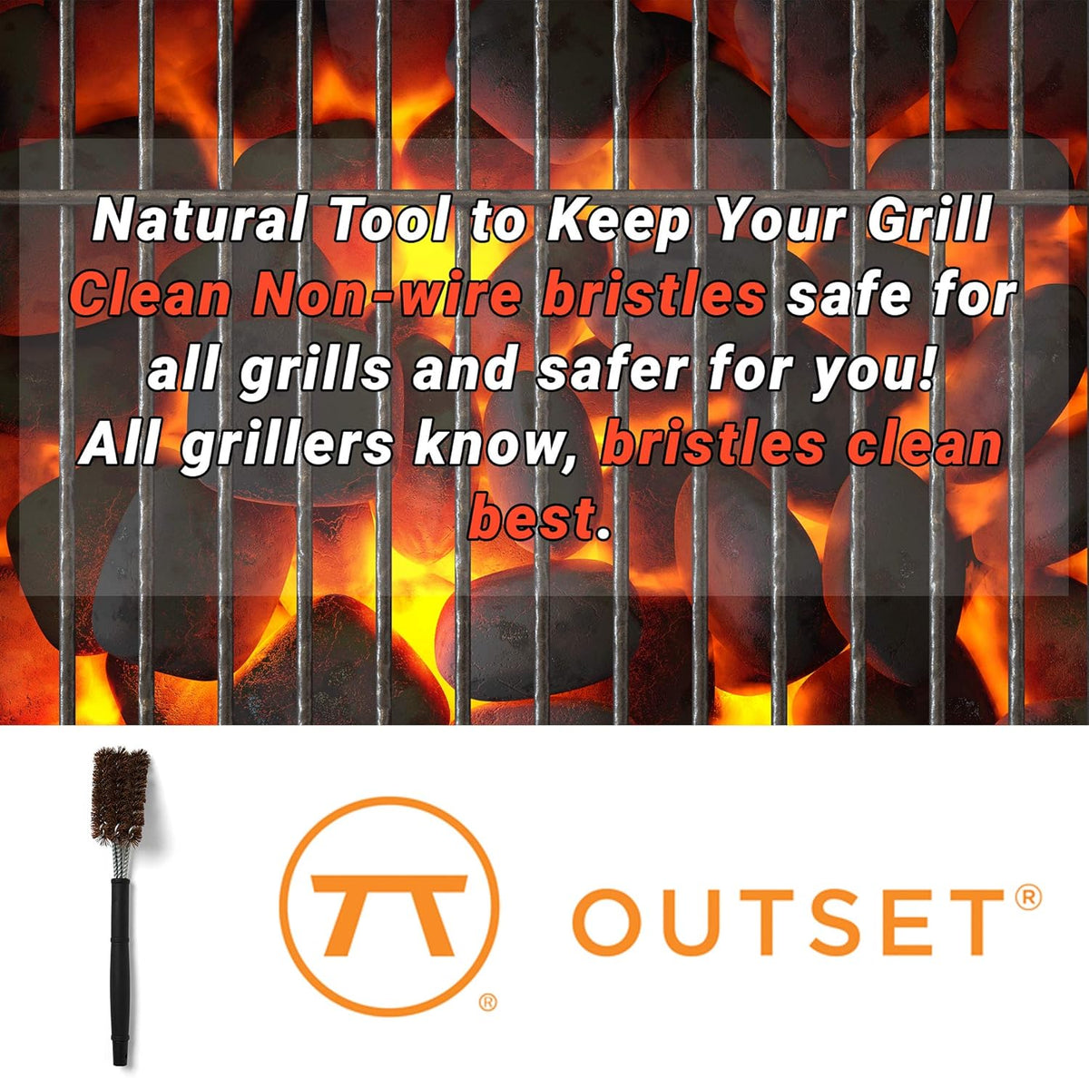 Outset 3 Head Coconut Fiber Grill Brush