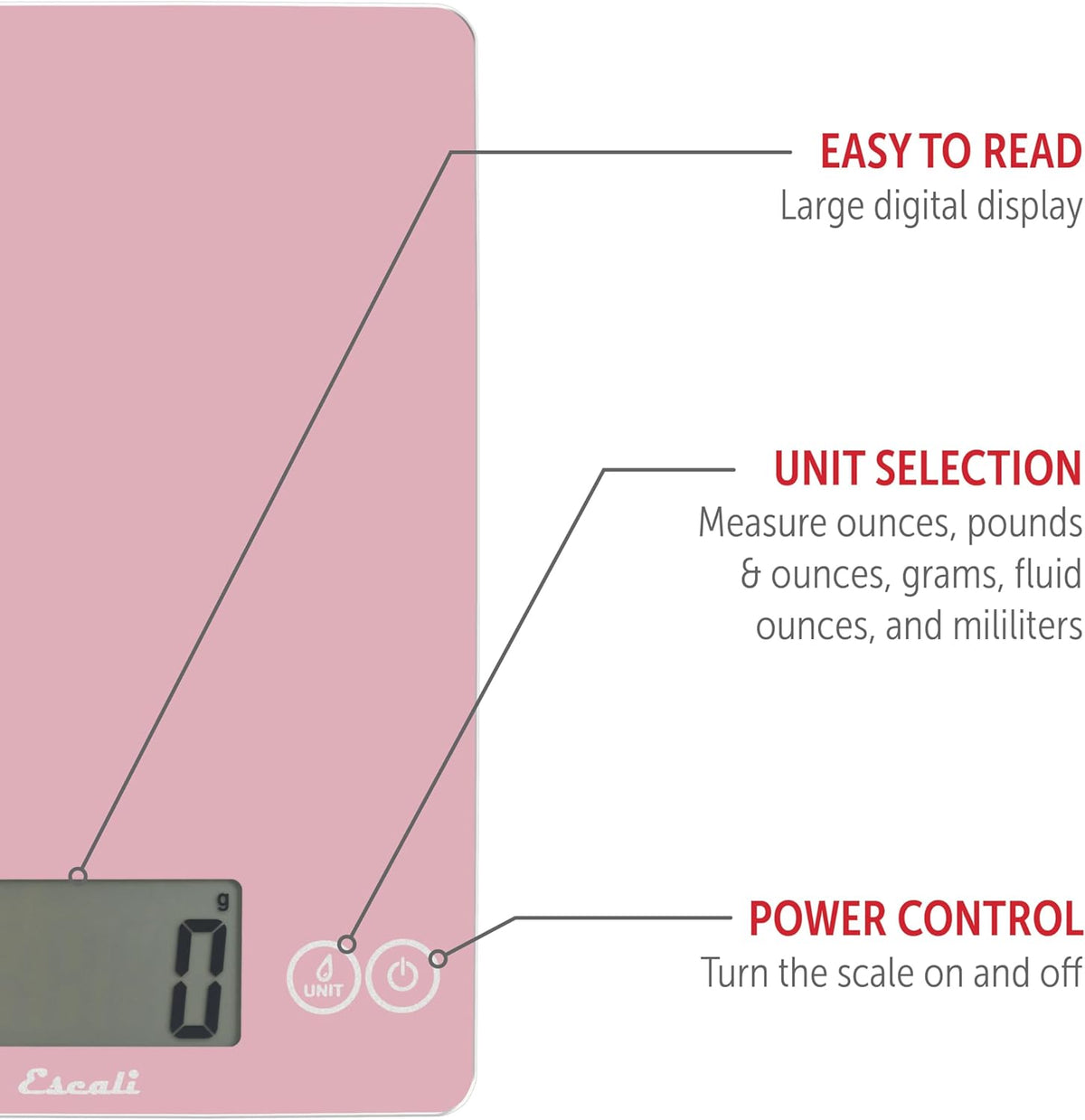 Escali Arti Classic Glass Digital Scale – Classic Pink