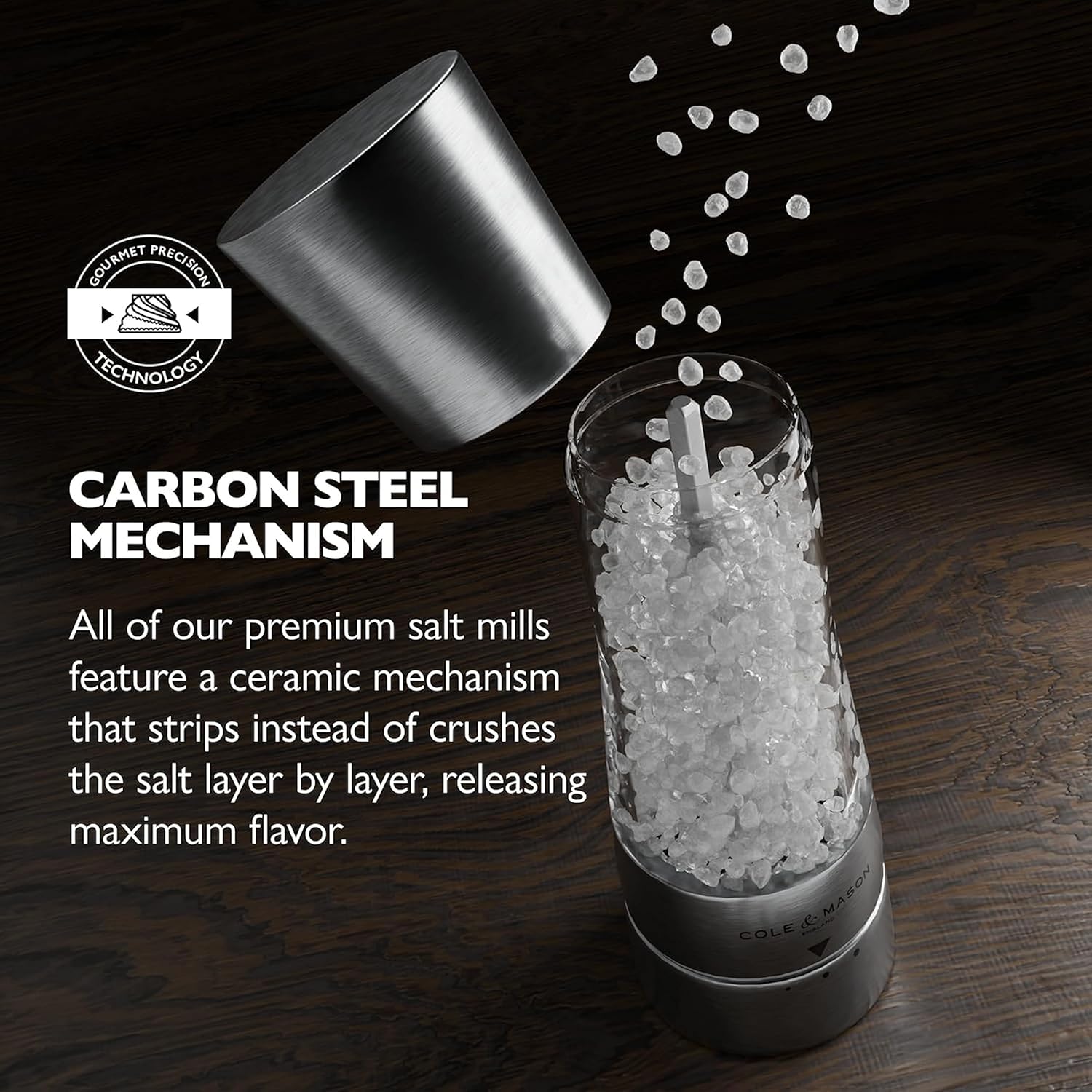 Cole & Mason Derwent Salt Mill – Stainless Steel – 7.5" / 19 cm
