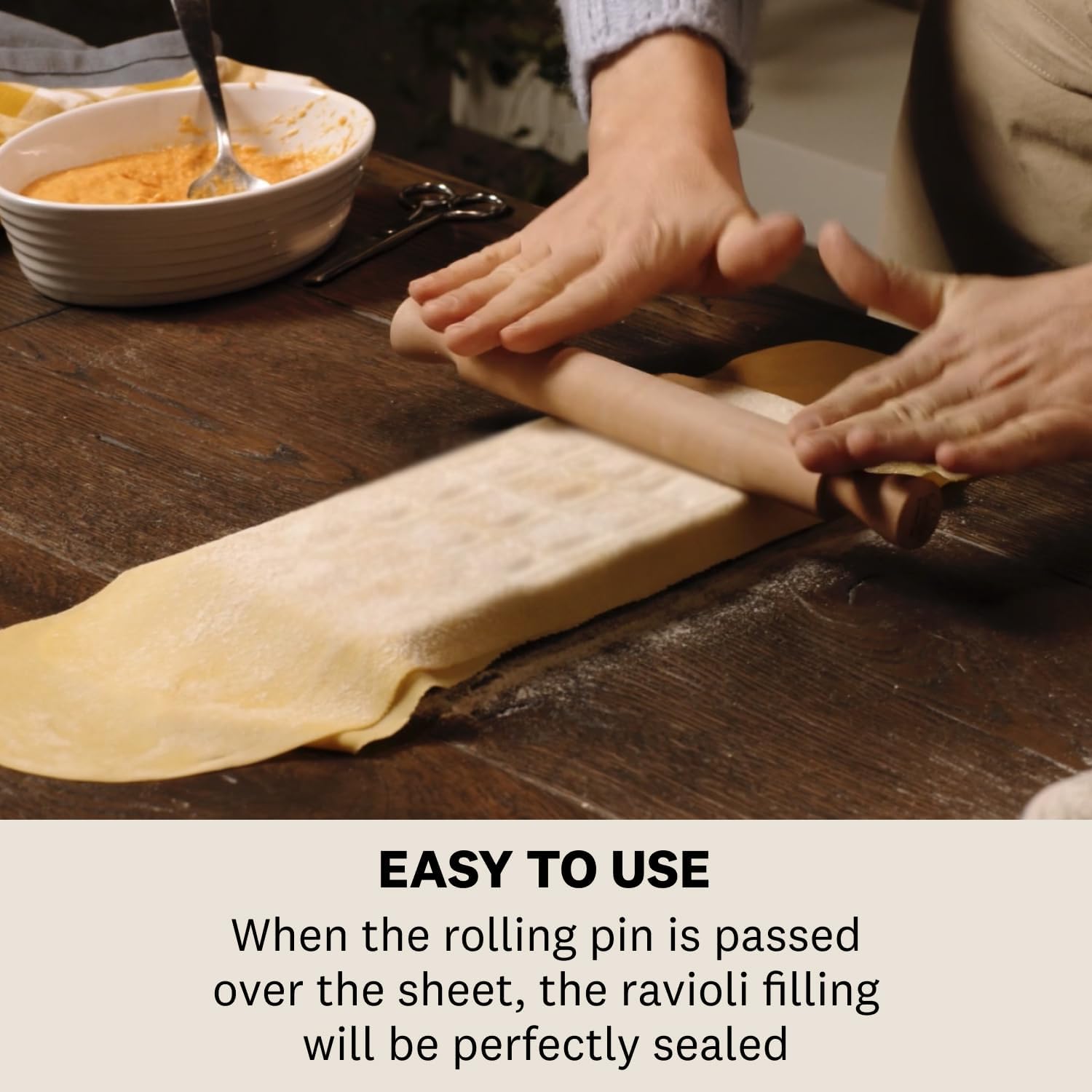 Marcato Premium Ravioli Maker Mold with Rolling Pin – 4 cm / 1.5"