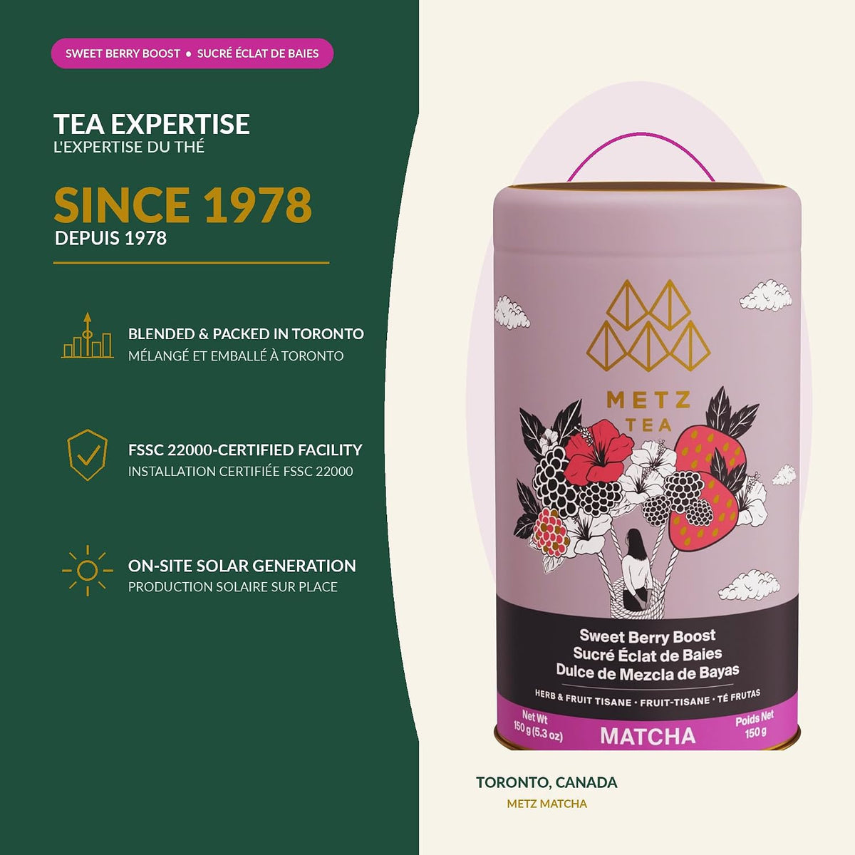 Metropolitan Tea Sweet Matcha Berry Boost Herbal Tea