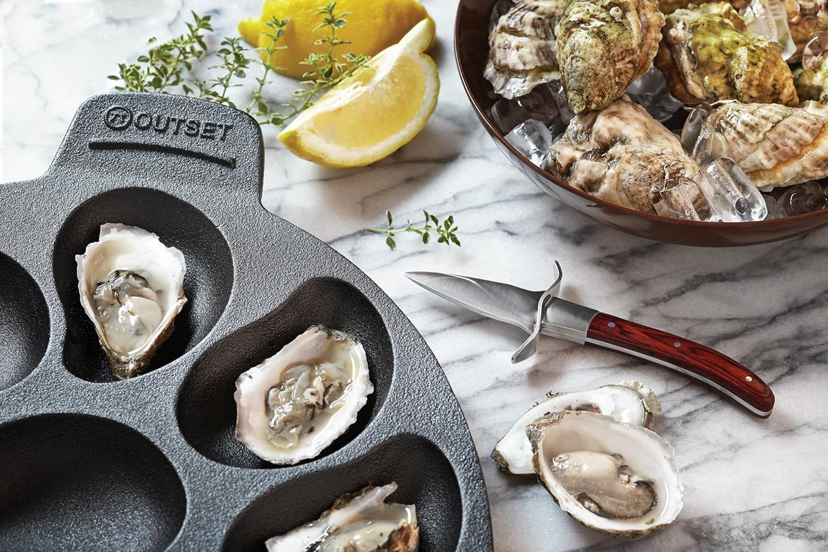 Outset Oyster Knife and Oyster Pan Set