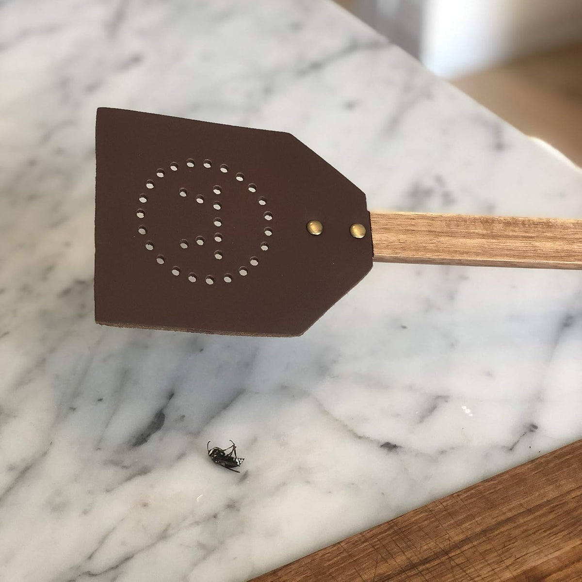 Outset Acacia and Leather Fly Swatter
