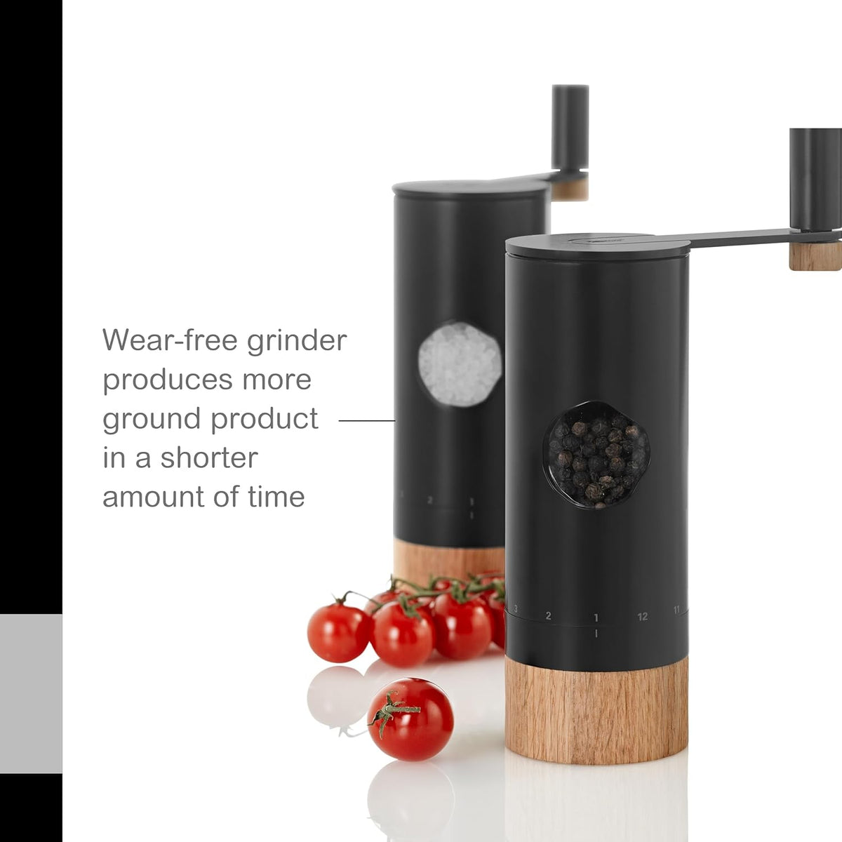 AdHoc PowerMill Stainless Steel Crank Handle Salt and Pepper Mill – 8" / 20 cm