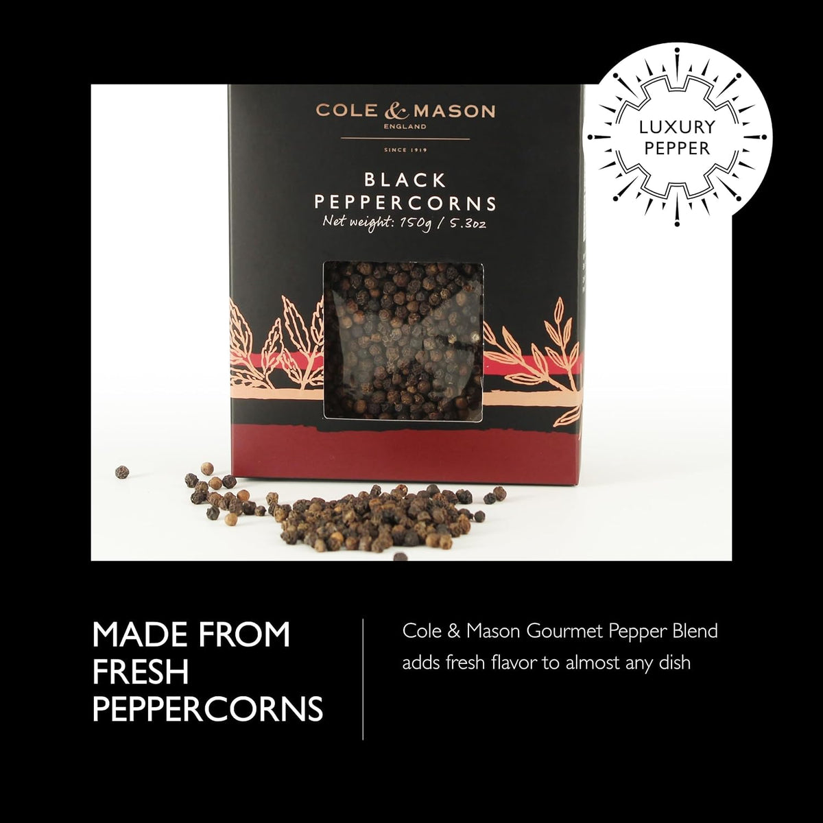 Cole & Mason Organic Black Peppercorn Refill 5.3oz