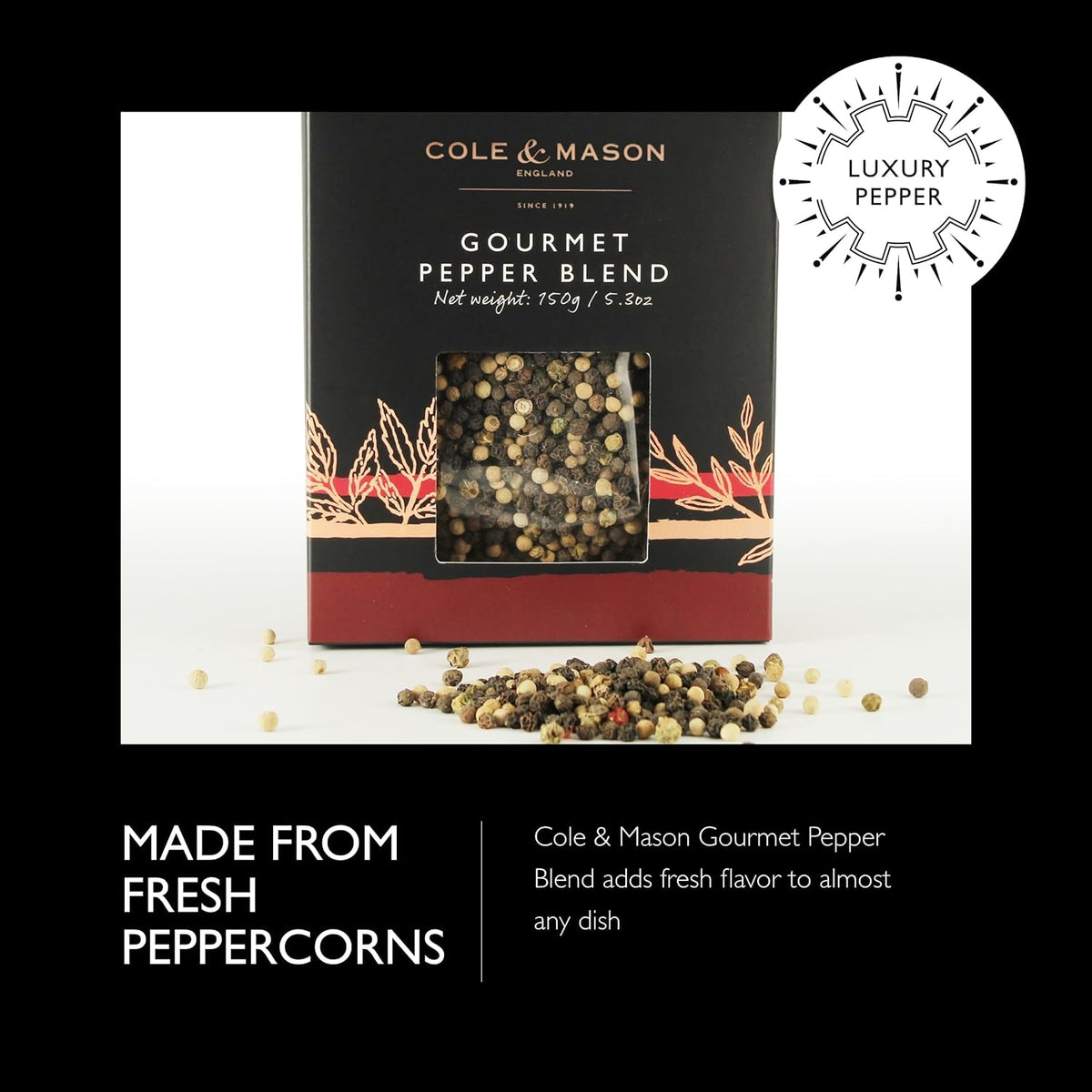 Cole & Mason Gourmet Peppercorn Refill 5.3oz